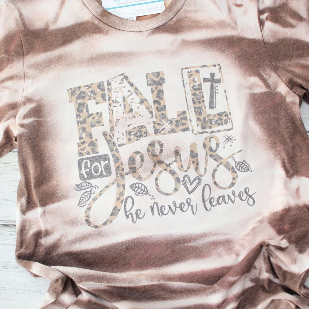 New Hand Bleached Unisex Tee Small - Fall for Jesus - RTS